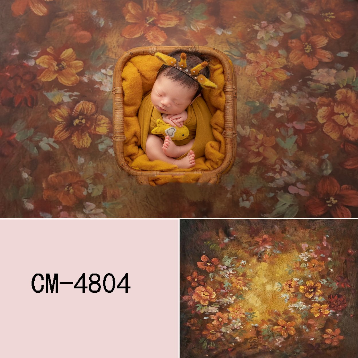 Toile de fond de photographie de bébé nouveau-né floral CM-4804