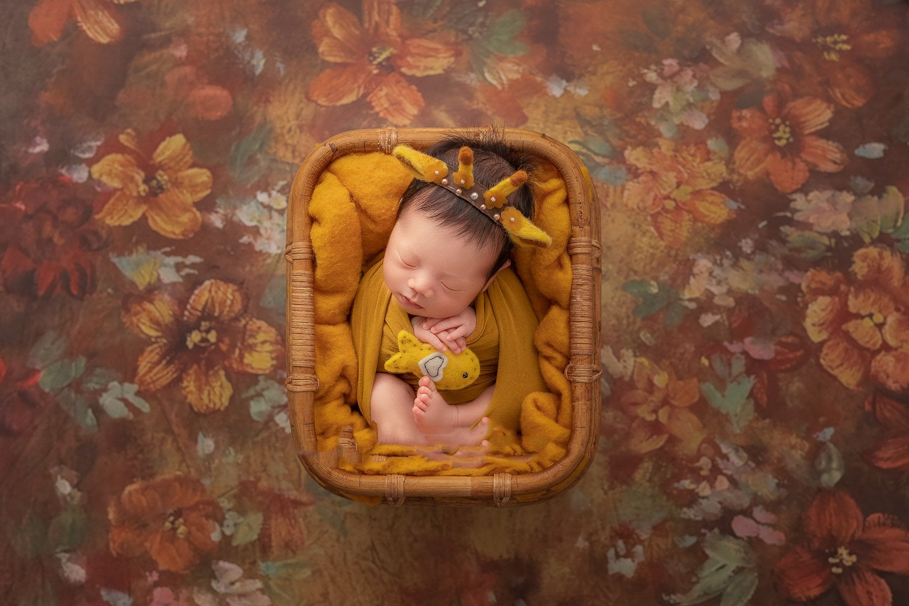 Toile de fond de photographie de bébé nouveau-né floral CM-4804