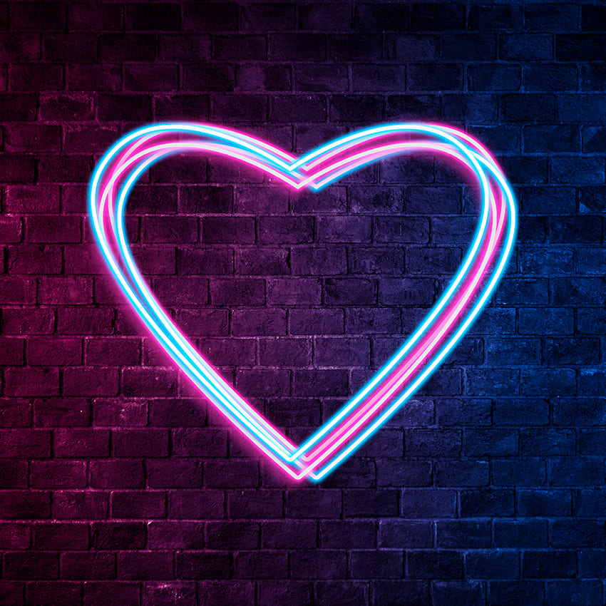 Neon Light Love Hearts Toile de fond Valentine D1043