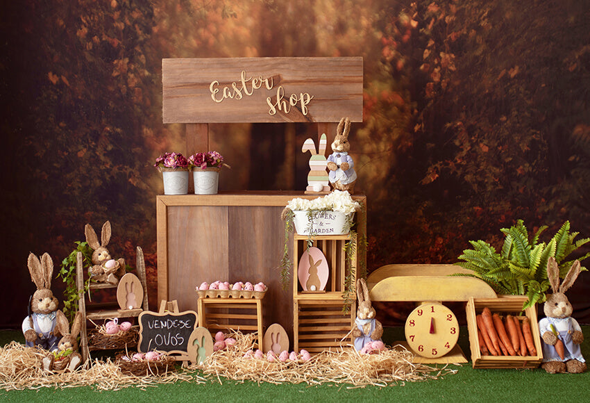 Lapin de la boutique de Pâques Oeuf Photo Toile de Fond D1059