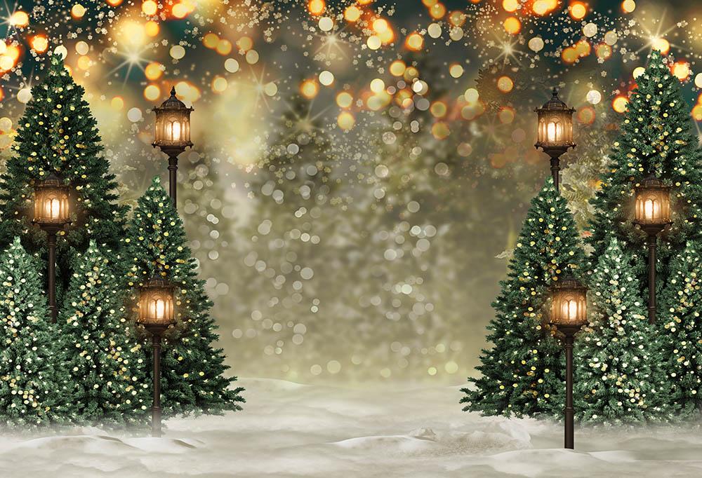 Toiles De Fond Des Arbres De Noël Extérieurs Lumières Clignotant G-1440