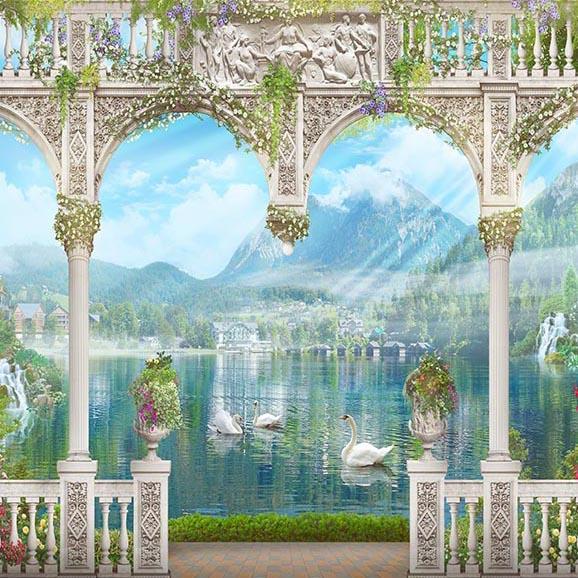 Toile de fond de porte Arbres Contexte Lacs G-661