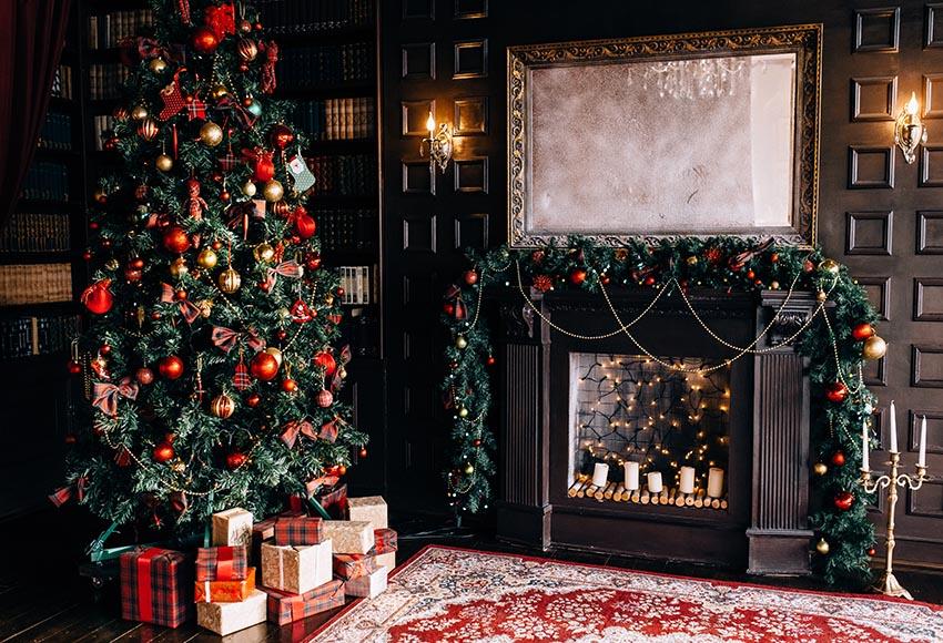 Toile De Fond De La Veille De Noël Fond De Maison Décorée Gx-1051