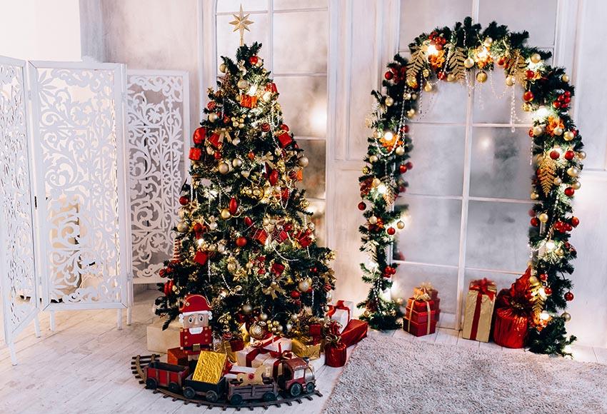 Toile De Fond De Noël Fond De Coin De La Maison Décorée Gx-1052