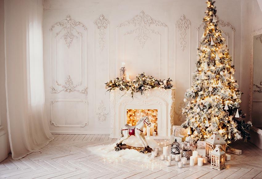 Toile De Fond De Noël Fond Blanche Pour La Photographie Gx-1083