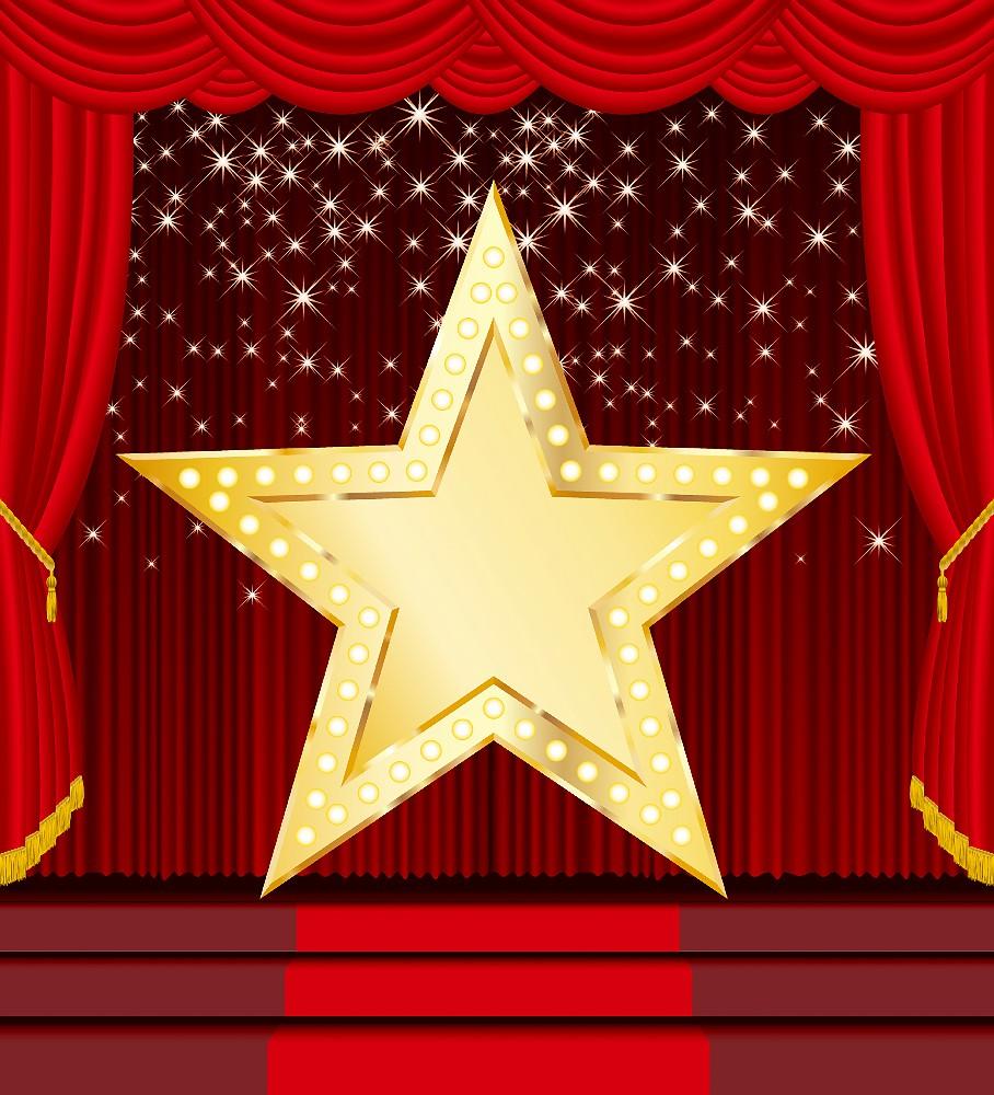 Red Curtain Stage Golden Star  Backdrops for Photo Booth DBD-19424