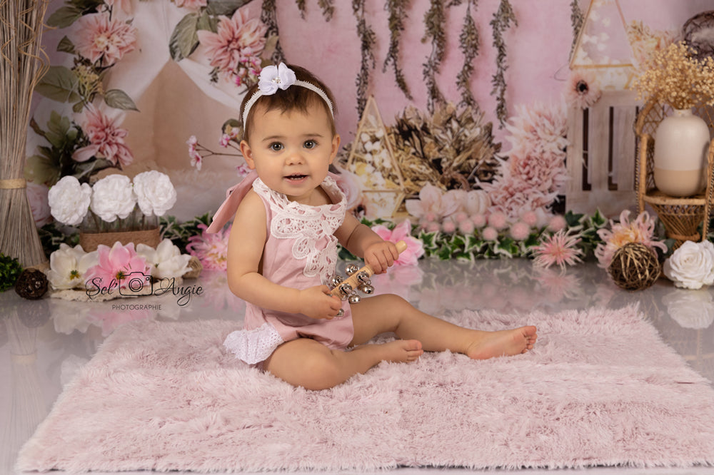 Fleur rose beaux décors muraux nouveau-né pour la photographie NB-387