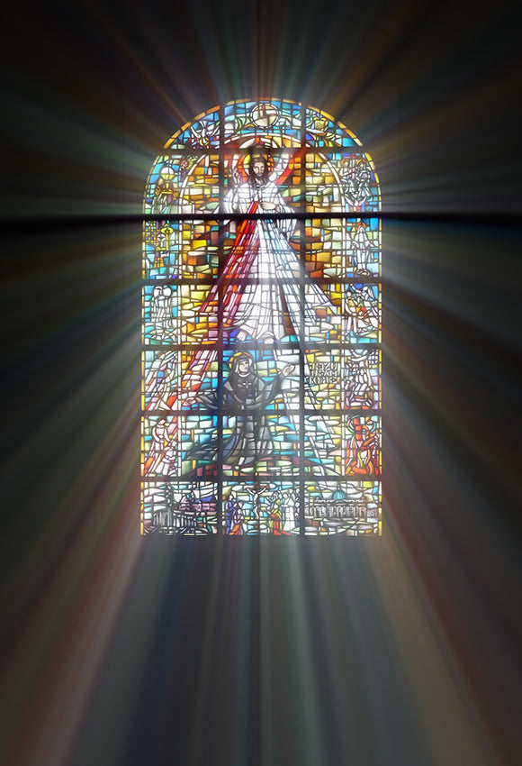 Rayons Lumineux de Vitraux Bibliques Toile de Fond Religieuse SH-986