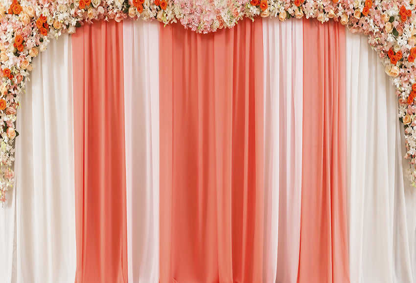 Guirlande de Fleurs Toile de Fond de Mariage Blanc Orange SH-993