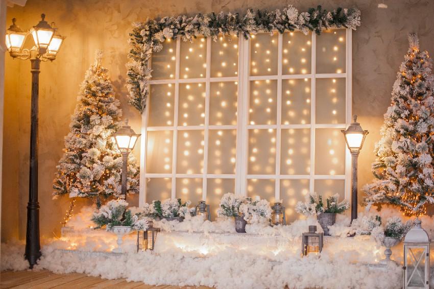 Fenêtre Arbre de Noël Lumières Décoration Fond SH657