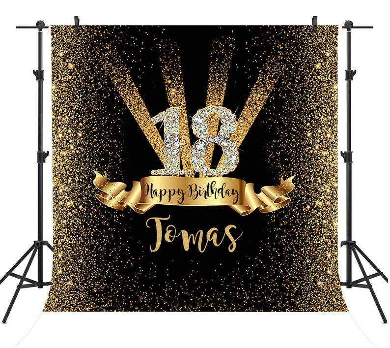 Toile de fond personnalisée Joyeux anniversaire 18ème fête d'anniversaire  DBD19