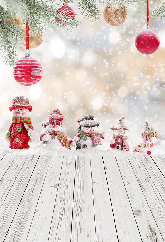 Toile de fond de Bonhommes de neige Bokeh flocon de neige Noël Photo  LV-867