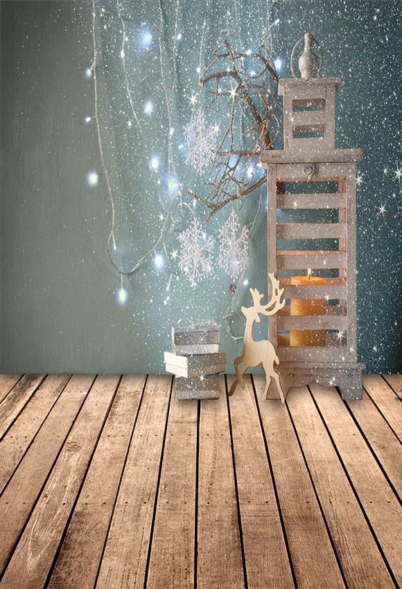 Toile de fond de photo de mur vert de lumières de Noël  LV-934